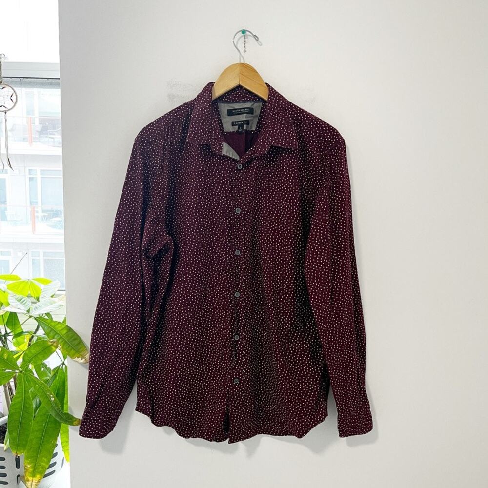 Banana Republic Men's Tree Print Button Up Camden Fit Top Size Large